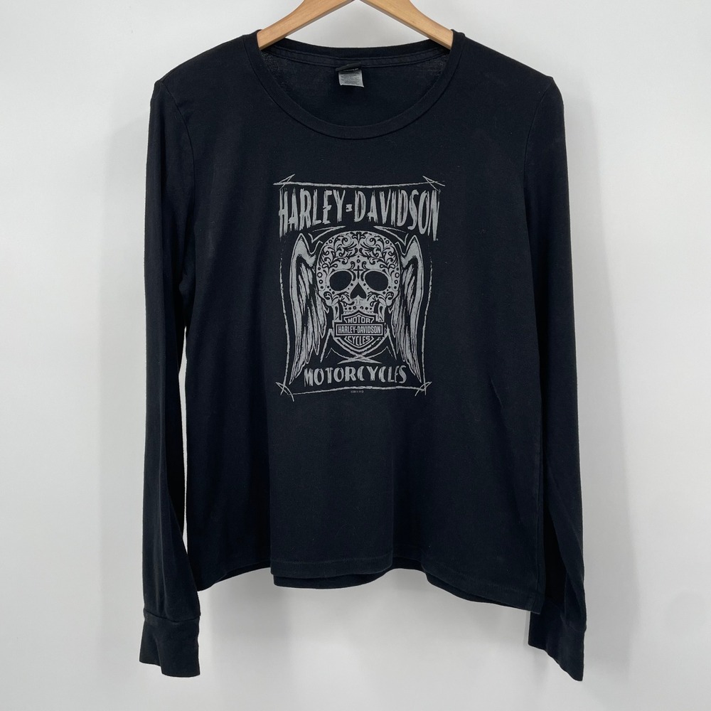 Harley Davidson Womens 2XL Sugar Skull Long Sleeve Graphic Tee Atlantic City NJ
